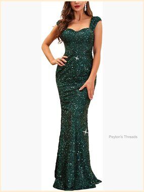 Sequin Fishtail Sleeveless Formal Maxi Evening Gown Prom Dress